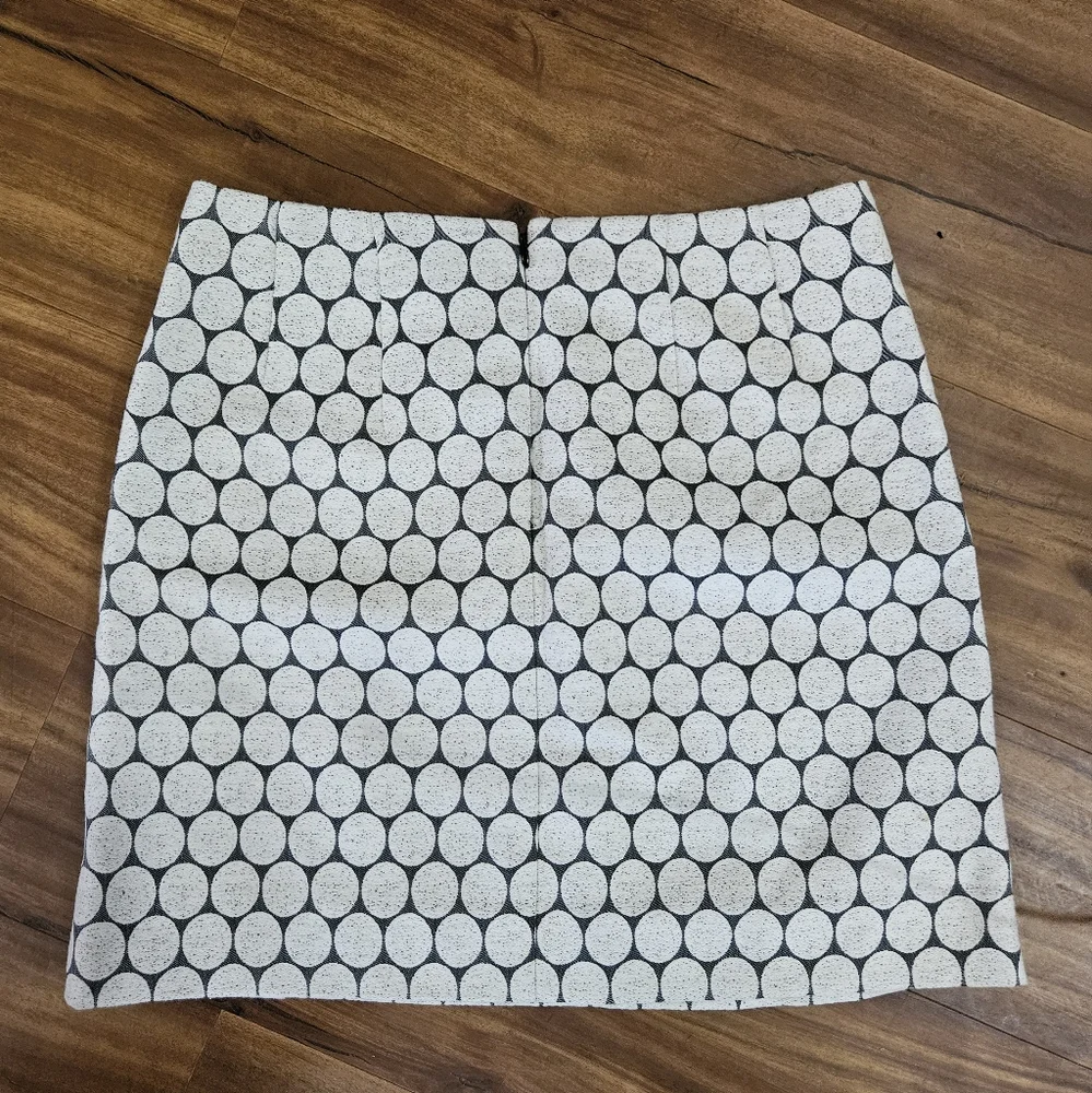 J.Crew Factory Circle Pattern Skirt Black Polka Dot Honeycomb Mini Skirt Size 0